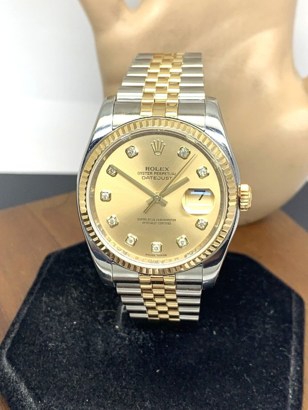 Rolex Datejust Watch 116233 Swiss Automatic Diamond Dial 18K Gold & Steel 36mm